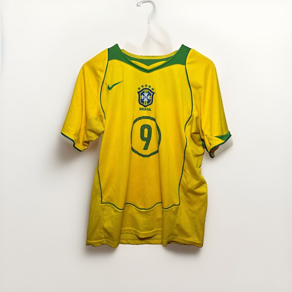 Nike Brazil Ronaldo #9 Total 90 Home Jersey Yellow Green 2004 2006 Men’s L